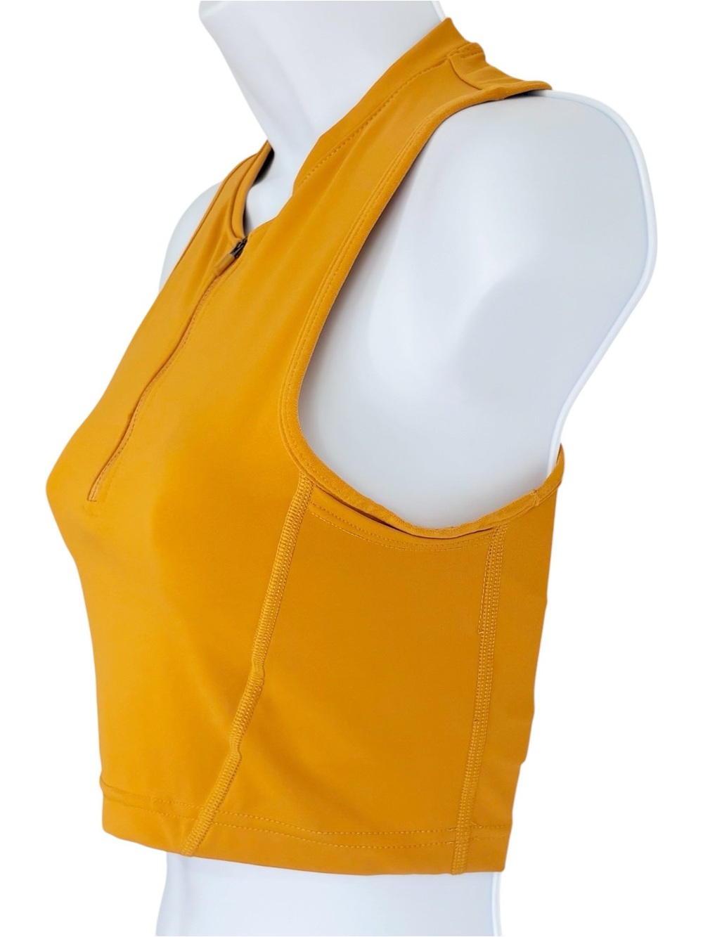 NIKE PRO Dri-Fit Cropped Tank Top Orange Zip Up Side Pockets Shelf Bra XS - Picture 3 of 12